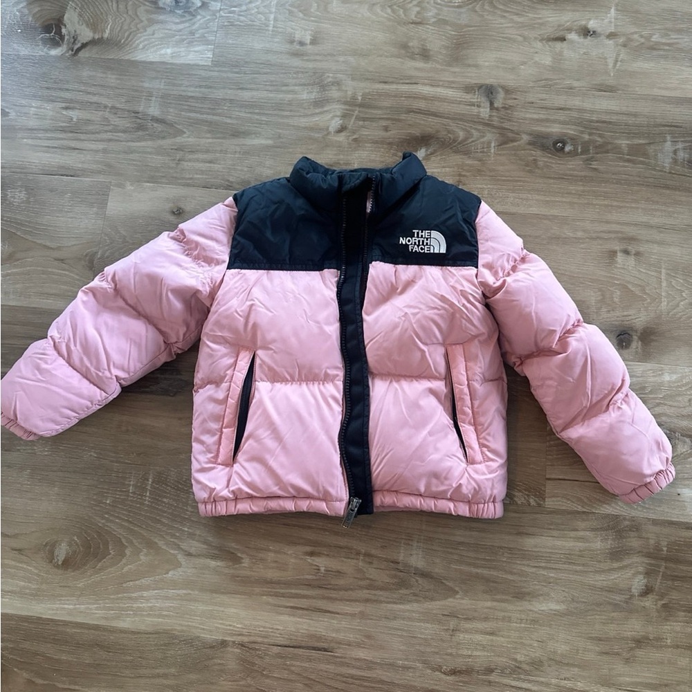 The North Face Nuptse Pink and Black Puffer Jacket